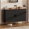 BonVache Buffet, Armadio da Cucina con 2 Ante Scorrevoli, Ripiani Regolabili, Armadio di Stoccaggio, Mobile Bar per Caffè, Aparador per Cucina, Sala da Pranzo, Soggiorno, Nero