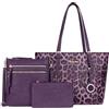 Montana West Moda 3 pz borsa Set Leopard Print Tote Bag Nascondi Carry Bag per le donne, 055 Viola