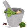 Relaxdays Mortaio e Pestello in Granito, HxD 10x14 cm, Macina Spezie, Pesto di Basilico, Cocktail Mojito, Grigio Chiaro, 10 x 14 x 14 cm