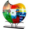 Gilde Vaso da pavimento Milano in vetro, multicolore lucido, rotondo, altezza 48 cm x larghezza 50 cm, dipinto a mano e non impermeabile