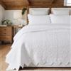 Brandream Set copripiumino bianco per letto queen size e king size, in cotone matelasse, set di biancheria da letto per letto queen size (trapunta 98 x 106 cm con federe per cuscini di dimensioni