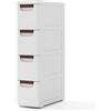 FANTASK Armadio per nicchia sottile, 42 x 19 x 74 cm, con 4 cassetti, carrello per nicchia, larghezza 20 cm, con ruote, per bagno, aule, studio e salone (bianco)