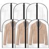 Woobroo 6 fodere per indumenti, custodia per abbigliamento da appendere, anti polvere, trasparenti, da appendere con cerniera, protezione per camicia costumi, cappotto, abiti ecc. (60 x 80, nero)