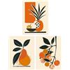 Wee Blue Coo Set of 3 Prints Summer Fruit Boho Mid Century Orange Kitchen Poster Wall Art 12X16