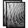 Americanflat Cornice Foto 30x42 cm Nere - Set di 2 Cornici 42x30 cm con Bordo Sottile e Pannello Protettivo in Plastica - Portafoto con Ganci Seghettati Integrati per Pareti