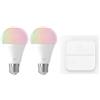 EGLO connect.z Smart Home - Set da 2 lampadine LED | E27, con interruttore, Matter, ZigBee, app e controllo vocale Alexa, bianco caldo-bianco freddo, RGB, 1300 lumen, 11 W