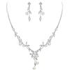 EVER FAITH Set di Gioielli in Zirconio per Donne, Crema Simulata Perla Floreale Vine Collana Orecchini Trasparente Argento-Fondo