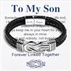Lantine Braccialetti in pelle da uomo con nodo infinito inciso Love You Forever Massag per figlio, figlia, nipoti, uomo, marito, braccialetto con ciondoli per compleanno Natale, Acciai inossidabili