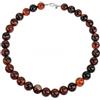 ELEDORO Collana da donna in agata, circa 45 cm, con pietre preziose | Vera perle di agata da 14 mm, colore marrone rosso caldo, chiusura a moschettone in argento 925 rodiato, realizzate a mano