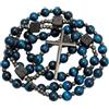Nazareth Store Collana rosario da uomo in onice nero o perline occhio di tigre con croce in lega nera, gioielli religiosi cattolici cristiani, regalo per lui, 42*25 mm, Pietra, Non pietra preziosa