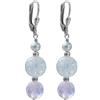 I-be, Orecchini con perle d'acqua dolce, cristallo di rocca, quarzo rosa, argento 925, lunghezza 4,8 cm, in confezione regalo, 38216825072253 KB, Argento sterling, ametista, cristallo di rocca, quarzo