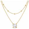Zinello Design TILOVE Collana Donna Cristallo di Rocca Naturale - Doppia Catena Acciaio Inossidabile Placcato Oro 18K - Ciondolo 6mm Pietra Naturale - Regalo Donna Compleanno