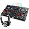 Numark Party Mix II + HF 125 - Console DJ, Set da DJ per Principianti con Luci Discoteca e Mixer Audio per Serato DJ Lite + Cuffie DJ con Filo e Serato DJ Lite