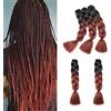 Gairyan Treccine Africane Extension per Treccine Afro Capelli Finti 60cm Ombre Kanekalon 5 pieces, Treccia Capelli Sintetici Crochet Twist Jumbo Braids(Nero-Rosso Marrone)