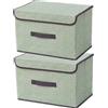 NCRGB Scatole Portaoggetti in Tessuto,Scatole Portaoggetti Scatole per Armadio con Coperchio Set,Pieghevole,Contenitore per Armadio,Vestiti,Armadi (36×23×24cm/2pack, Verde)