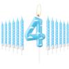 mciskin Candele di compleanno blu e bianche, motivo nuvole bianche cielo, candele numero 4, adatte per feste di bambini, feste di compleanno per bambini, attività a tema dei bambini