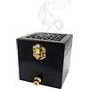 Nazareth Store - Bruciatore di incenso, resina e carbone, in legno, scatola in legno naturale, colore nero