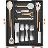 Lifewit Portaposate da Cassetto Regolabile, Organizer Cassetti Cucina, Vassoio in Plastica per Utensili e Coltelli, Organizzatore Posate con 4 a 7 Scomparti Regolabili, Larghezza 22,5-36 cm, Nero