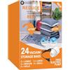 GONGSHI Sacchetti sottovuoto per abbigliamento, borse sottovuoto da viaggio e per la casa, con pompa, salvaspazio per coperte, piumoni, cuscini, vestiti, 24 sacchetti con pompa elettrica