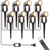 LONIUTO Illuminazione da giardino con alimentazione 29M, 3W*8 pezzi Faretti da esterno con Funzione telecomando e timer 3000K Bianco caldo, IP65 Impermeabili per sentieri, prati, cortili, terrazze