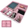 Cbilzxer Organizer Cassetti Scrivania, 7Pcs Vassoio Portaoggetti in Feltro, Divisori Separatori Cassetti Organizzatori in Feltro Impilabili per Scrivania Ufficio Cucina Bagno Trucco Armadio (Rosa)