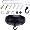 GORGECRAFT 104x26mm Kit Rosone Luminoso Kit Rosone per Lampadario Vintage Nero Piatto Rotondo In Ferro Kit Rosone per Soffitto In Ferro con Viti Ganci Appendiabiti e Accessori Carico Massimo 22 libbra