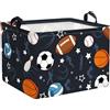 Clastyle Cestino Portaoggetti Sport Basket Baseball Calcio Blu Ceste per la Biancheria Giocattoli Rettangolare per Camera dei Bambini, 40x30x30 cm