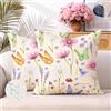 Brylleii Set di 2 Federe Cuscini per Divano 40x40 Impermeabili Esterno Fodere per Cuscini Decorativi con Cerniera Finto Lino Floreale Copricuscini Decorativa Vintage per Giardino Patio Soggiorno