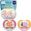 AVENT Philips Avent Ultra Start Ciuccio - Design ortodontico, per neonati 6-18 mesi, tettarella simmetrica in morbido silicone, senza BPA, con custodia per la sterilizzazione, confezione da 2, SCF080/27