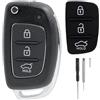 KeyQueen Guscio Chiave Auto Telecomando Compatibile con Hyundai I10 I20 I30 I40 Ix20 Ix30 Ix35 Ix45 Ix55 Tucson Santa Fe Elantra Accent con 3 Tasti Ricambio Custodia Cover Ricambio Custodia