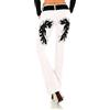 STIDIA Jeans da donna Bootcut pantaloni a zampa con fiamma, in similpelle, ricamo tatuaggio, taglie XS-, bianco-nero, L