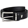 Armata di mare Cintura Uomo in Vera Pelle Nera Elegante - Fibbia in Metallo Classica - Cintura Formale e Casual per Abito e Jeans - Idea Regalo per Uomo.