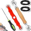 RUNQIN OUTDOOR 5Pcs Attrezzi Finestra Schermo Rotolamento con Maniglia Legno & 20M Nastro Cordino Gomma, Strumento Ricambio Rullo Scanalatura Estrattore Ruota Zanzariere,Gancio di Rotella Garza Rete Zanzariera Porta