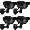 ERWEY 4 Pezzi Telecamera Finta da Esterno/Interno Solare con LED Lampeggiante, Videocamera Sorveglianza Fittizia, Telecamera di Sicurezza Fasulla CCTV (Nero)