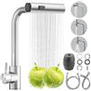 BAIFULAI Rubinetto da cucina estraibile, rubinetto da cucina con doccetta estraibile, monocomando, con doccetta a 3 modalità, 1 foro girevole a 360°, cascata ad alta pressione, acciaio inox spazzolato