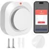 Vemfay Wi-Fi Rilevatore Fumo con Sensore da 10 Anni, Rivelatore di Fumo Intelligente, Supportato da App, Rilevatore Fumo con Supporto Magnetico e viti, 1 pezzo