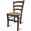 Dmora Sedia Classica in Legno massello, Made in Italy, con fondello, cm 45 x 44 x 87, Colore Noce, Marrone, Seduta in Paglia