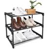 KILDOWS Scarpiera Ingresso a 3 Livelli, Scarpiera Piccola Portascarpe da Armadio Organizer Scarpe Salvaspazio in Metallo Slim Shoe Rack per Soggiorno Corridoio Camera da Letto, Nero