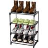 Magrimaxio Scarpiera a 4 Livelli, Impilabile Scaffale Portascarpe in Metallo, Scarpiera per 8 Paia di Scarpe, Organizer Scarpe Ripiano per Soggiorno, Corridoio, Camera da Letto (Nero)
