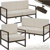 tectake® Set Lounge da Giardino Comosa, 5 Posti, Imbottitura XXL, Cuscini Spessi, Struttura in Acciaio Verniciato, Rivestimenti Idrorepellenti, Piedini Regolabili