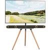 PUTORSEN Tripod Supporto TV Universale, Dimensioni Schermo 43-65, LCD/LED/OLED/QLED, Girevole e Adattabile in Altezza, Max VESA 400 x 400mm, Design Elegante, Nero