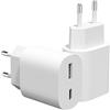 Ysevnotan Caricabatterie USB C, Multicaricabatteria a Fili, Adaptatore 25W a 2 Porti USB A & USBC Blocco di Alimentazione per Caricamento Rapido per iPhone 17 16e 16 15 14 13 12 11 Pro Max Plus iPad, Pack di 2