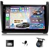 NHOPEEW 4+64G Android Autoradio per VW Polo 6R 2009-2017 con Wireless Carplay e Android Auto - Schermo incell da 9 pollici Supporto WiFi GPS Comandi al volante + Telecamera di retromarcia, Canbus