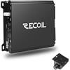 Recoil DI600.1 1200W Max Amplificatore Mono Classe D per Subwoofer - 600W RMS @1 Ohm, 385W RMS @2 Ohm, Alimentazione MOSFET, Manopola remota per bassi, Stabile 2/4 Ohm, Amplificatore per Auto