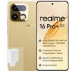 realme 16 Pro+ 5G Smartphone, 8+256GB, Fotocamera 200MP OIS, Obiettivo Ritratto 50MP, Batteria 7000mAh, Display Curvo 6,8 144Hz, Ricarica 80W, Funzioni AI, Dual SIM, Oro(con Adattatore)