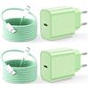 LumFocus 2-Pack 25W Caricatore for iPhone Air 17 16 15 Pro Max Plus, iPad, Samsung S25 S24 S23, Rapido Presa USB C con 60W Cavo USB C 2M, Alimentatore USBC Caricabatterie Spina Adattatore Fast Charger