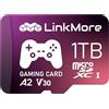 LinkMore Scheda Micro SDXC da gioco da 1 TB, A2, UHS-I, U3, V30, classe 10, velocità di lettura fino a 170 MB/s, velocità di scrittura fino a 170 MB/s, adattatore SD incluso (XV23 PRO)