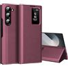 Nshkeji Custodia Smart View per Samsung Galaxy Z Fold 6 5G [Smart View] Cover Galaxy Fold 6 Clear View Flip Pelle in Libro Portafoglio Flip, Carta Fessura, Wallet per Samsung Z Fold 6 Custodie S View