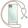 Pnakqil Cover per Samsung Galaxy A22 5G con Cordino, Trasparente Custodia con Laccio Tracolla Cellulare Girocollo Collana Protettiva per Samsung A22 5G 6.6 Pollic, Khaki