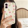 QIODAYI Compatible con iPhone 16, Custodia Morbida Silicone con Motivi Rose Tulipani Schermo Intero Cover